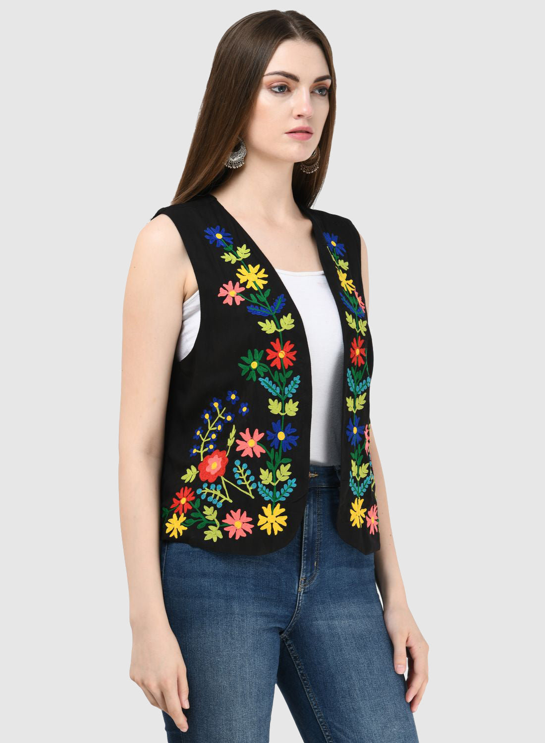 Women Vest Sleeveless Embroidery Work