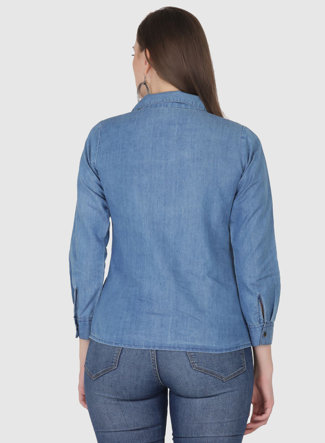 Women Shirt Regular Fit Solid Denim