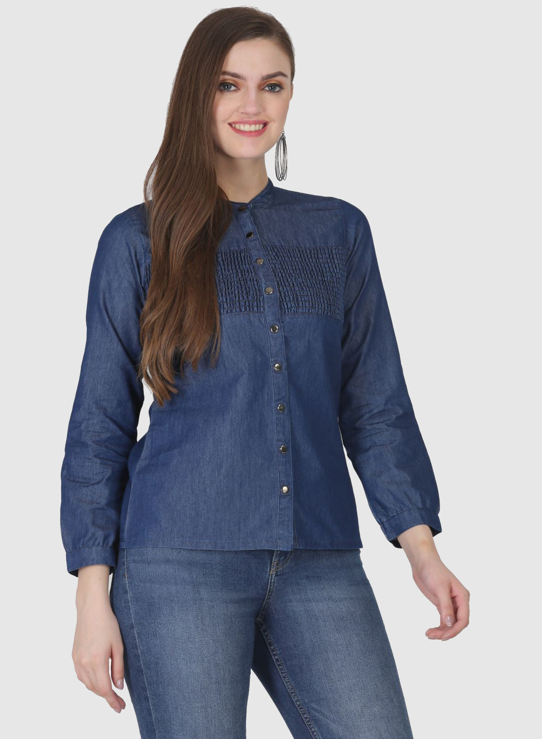 Women Shirt Regular Solid Denim