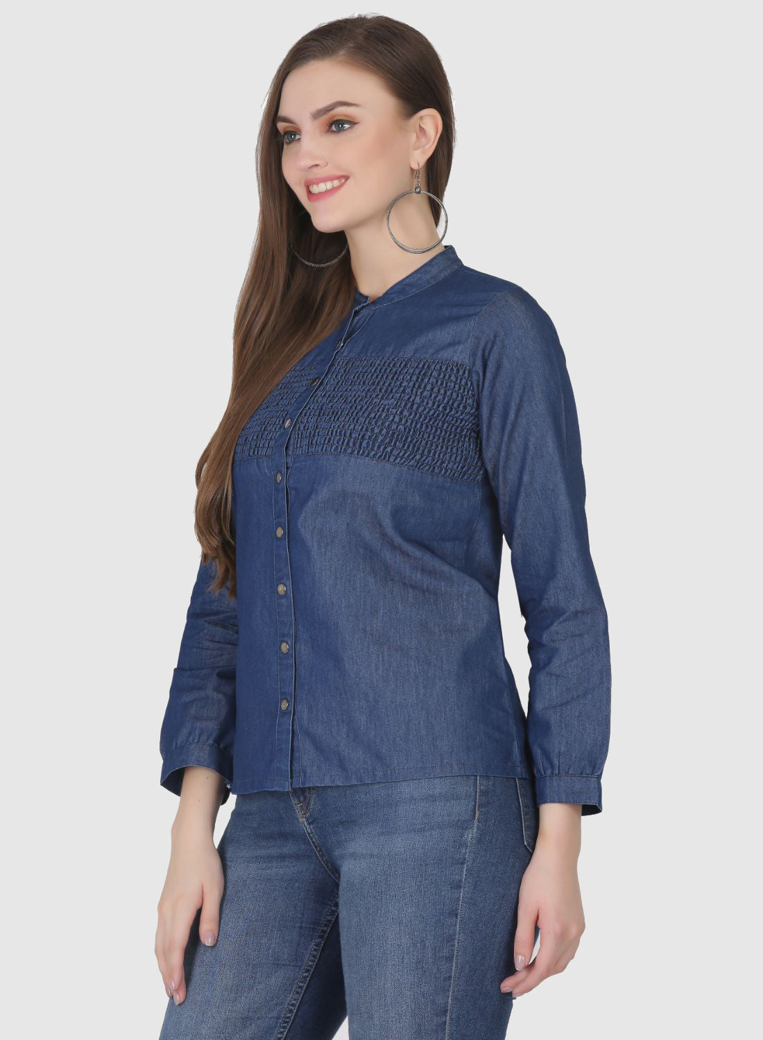 Women Shirt Regular Solid Denim