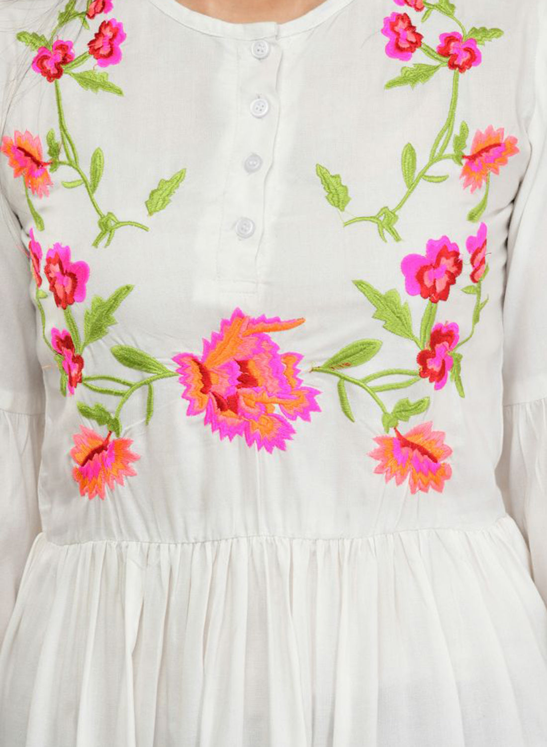 Women Top White Casual Regular Bell Sleeve