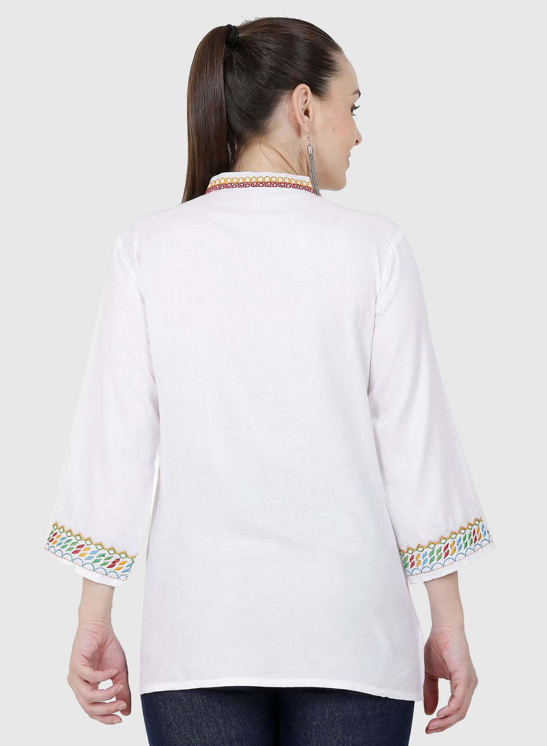 Women Top White Party Wear 3/4 Sleeve