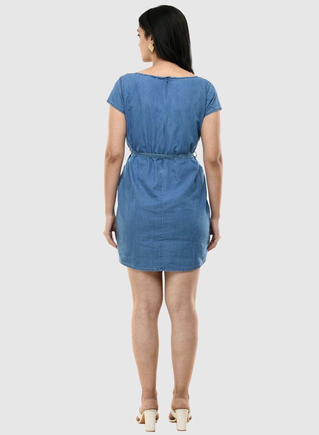 Women Dress Solid Denim Regular Fit