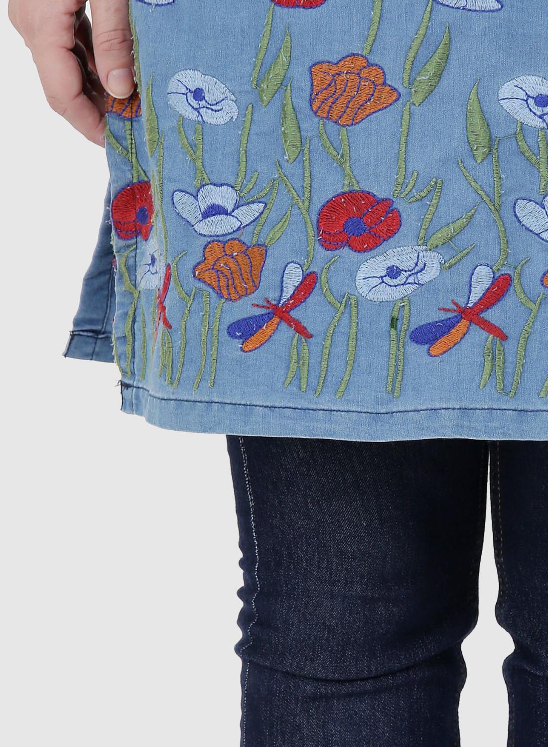 Women Kurti Denim Blue Regular Fit