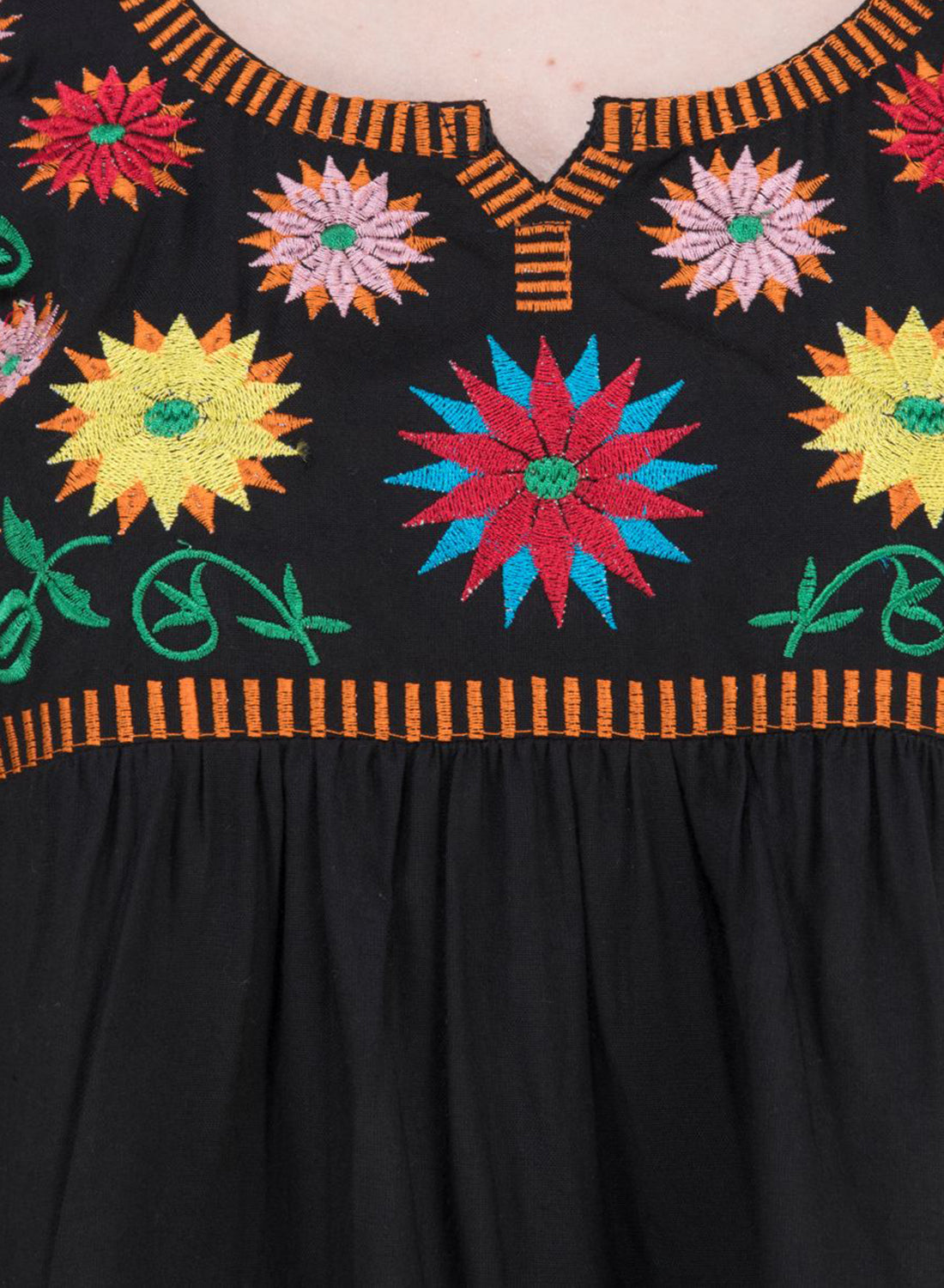 Women Top Black Rayon Casual Regular Fit 3/4 Sleeve Embroidery Work
