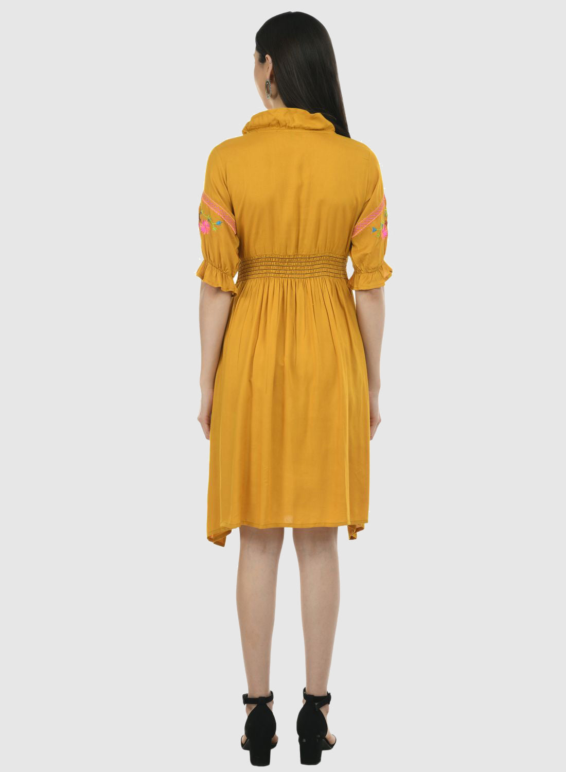 Women Dress Mustard Fit and Flare