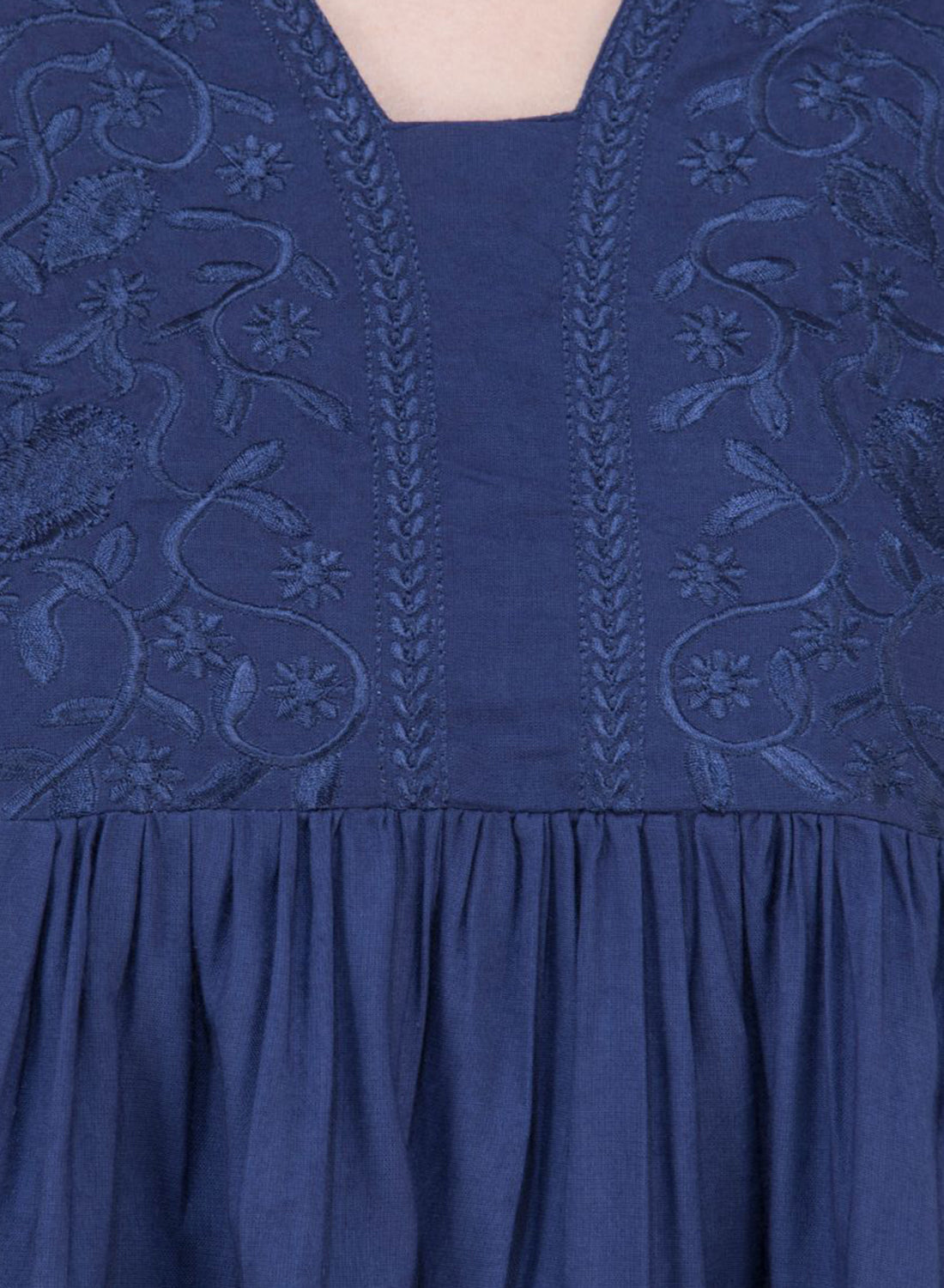 Women Top R Blue Rayon Casual Regular Fit 3/4 Sleeve Fit and Flare