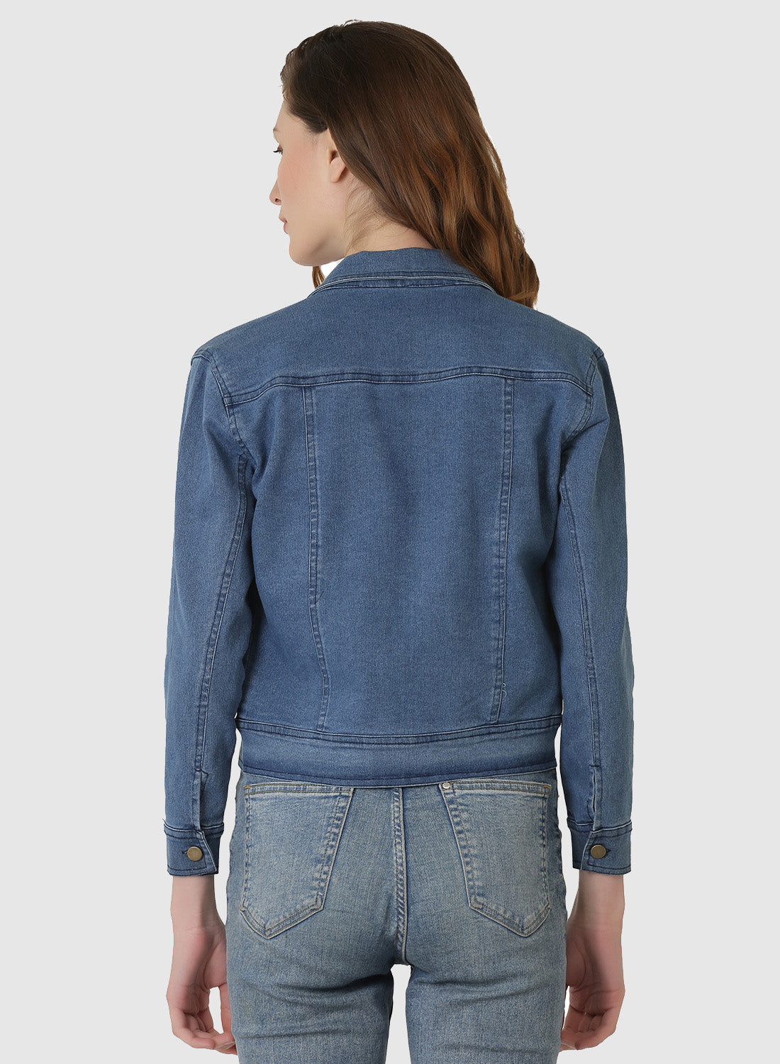 Women Denim Jacket Full Sleeve Solid