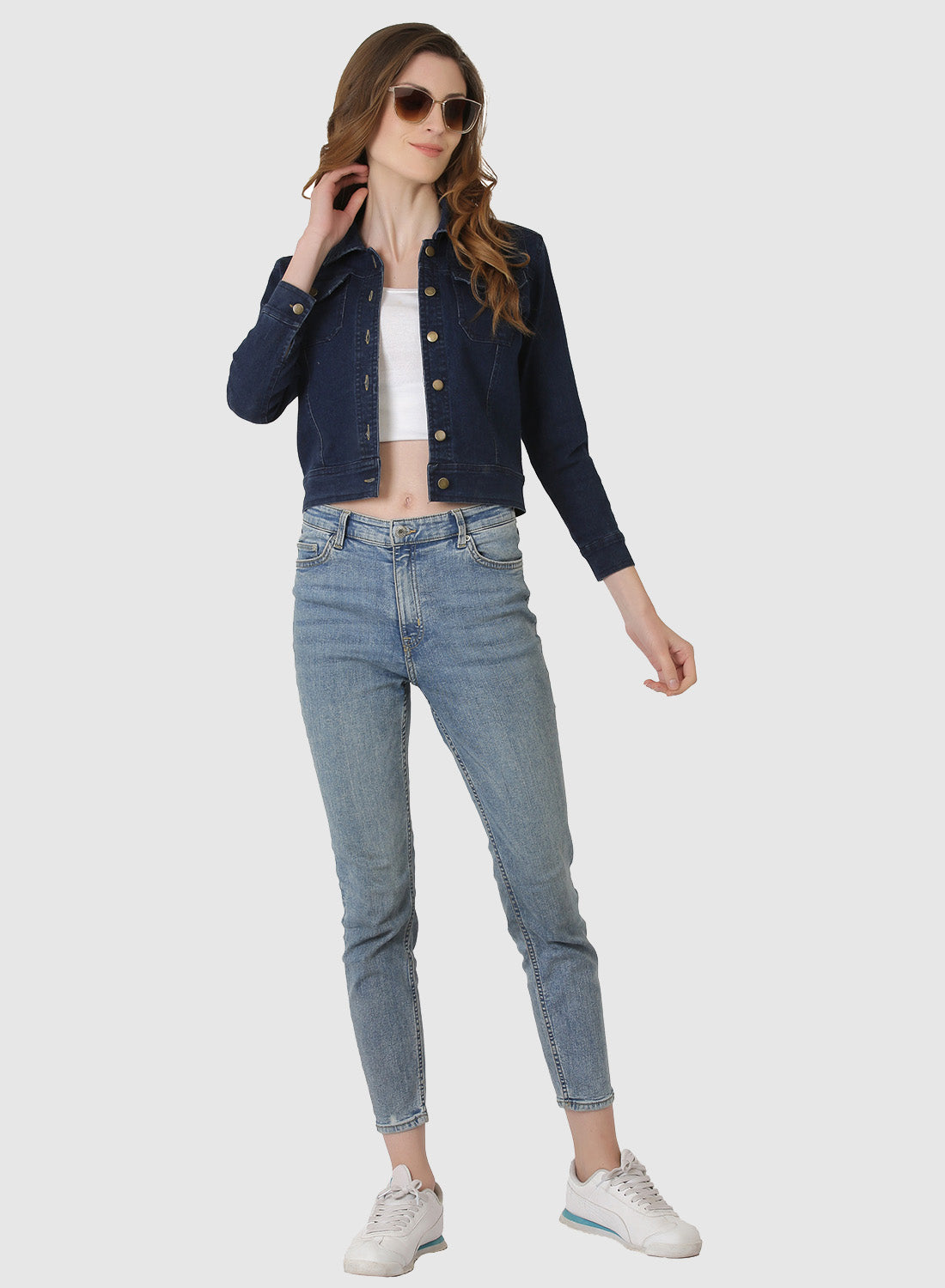 Women Denim Jacket Full Sleeve Solid