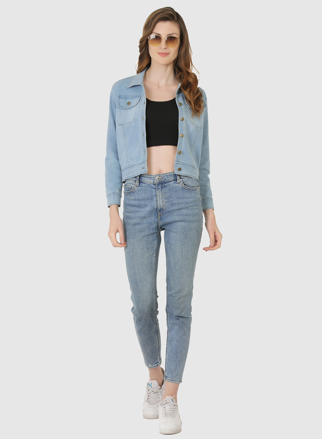 Women Denim Jacket Full Sleeve Solid