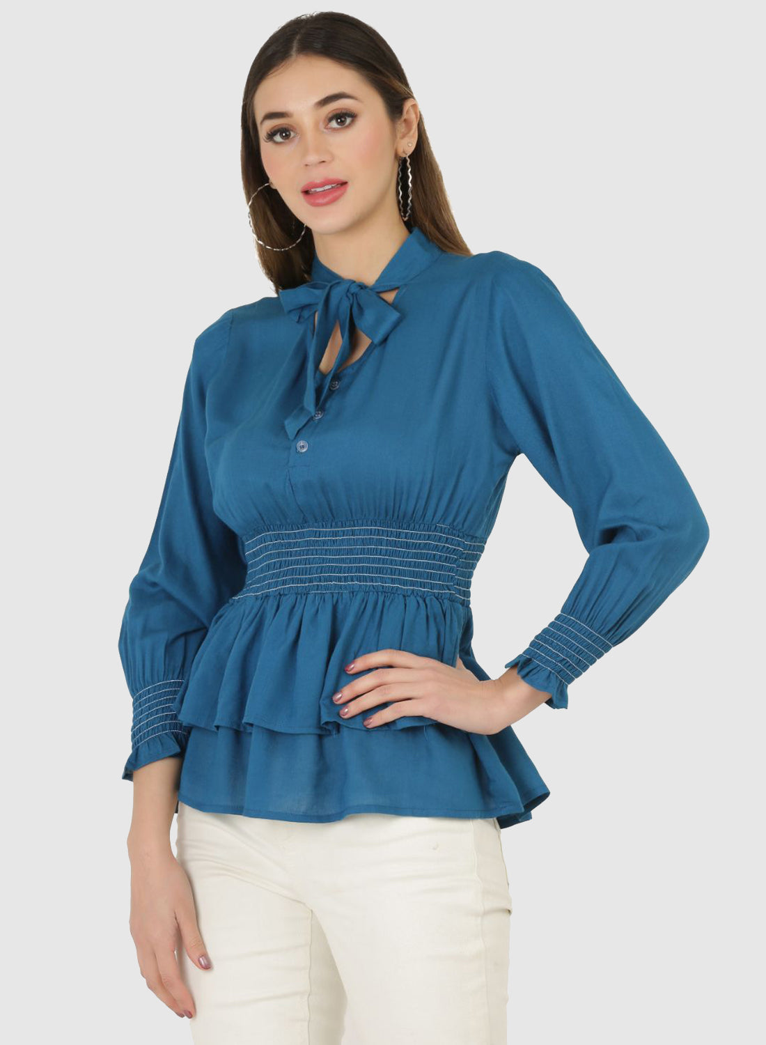 Women Top Blue Regular Fit and Flare