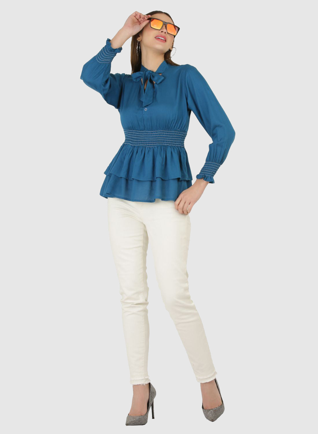 Women Top Blue Regular Fit and Flare