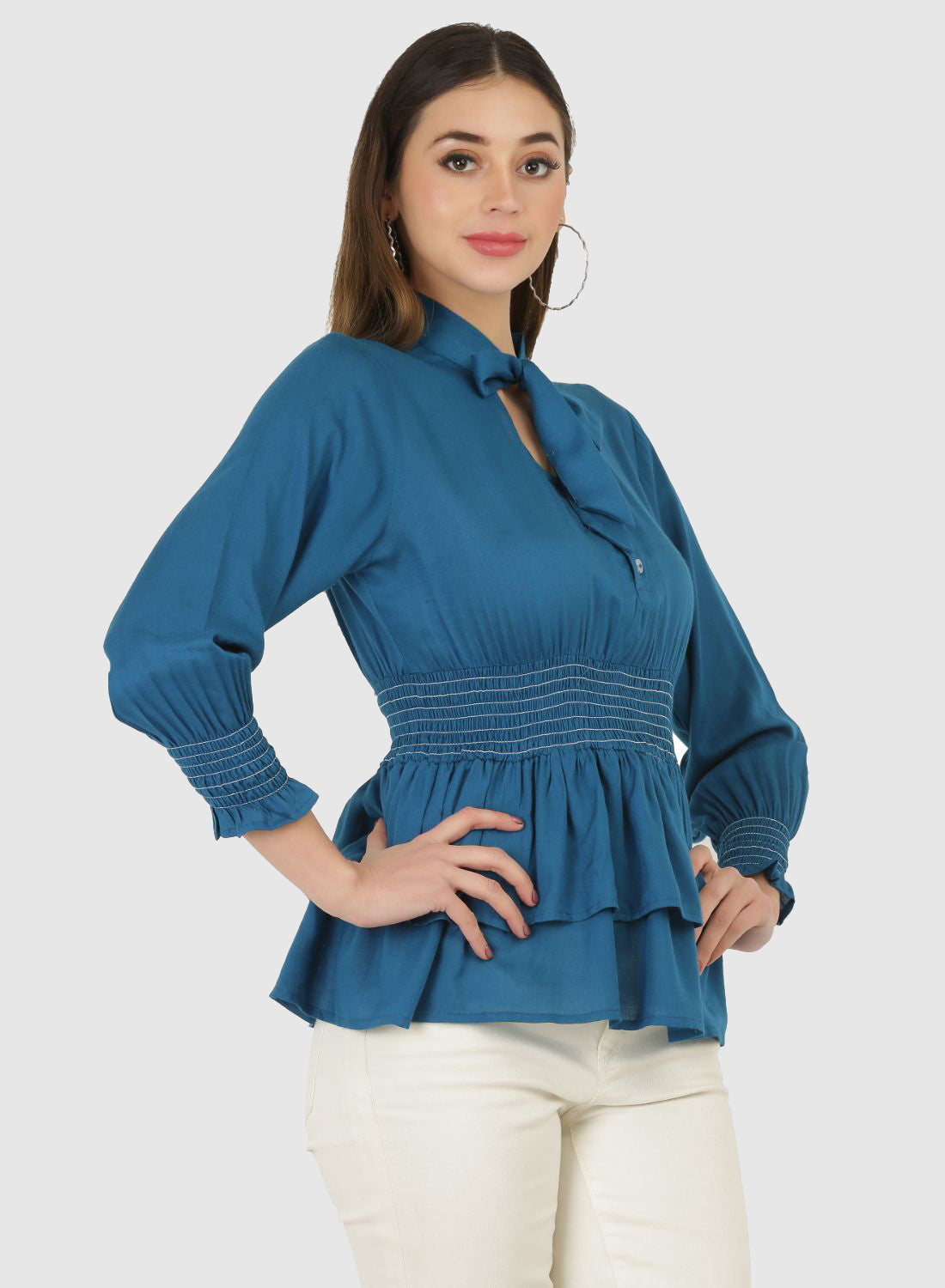 Women Top Blue Regular Fit and Flare