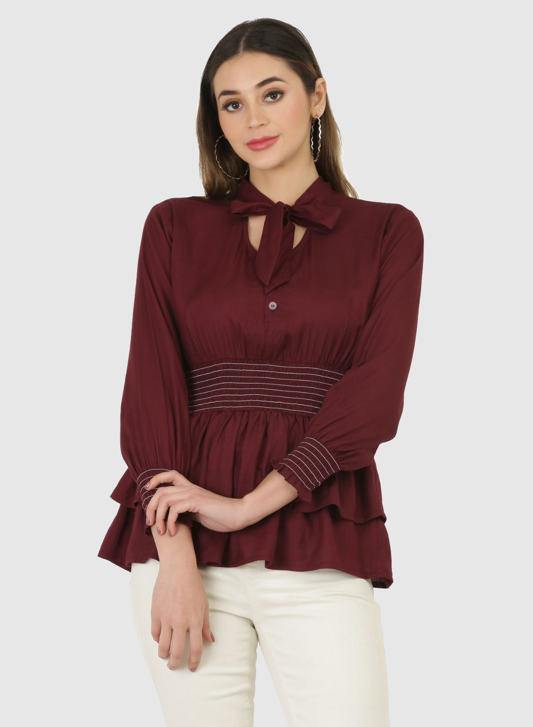 Women Top Brown Regular Fit and Flare