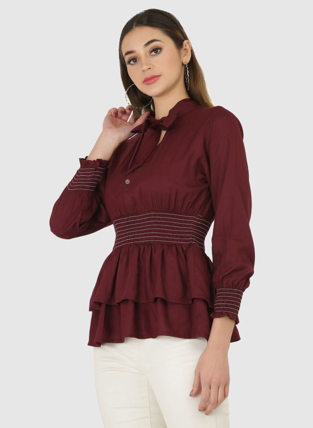 Women Top Brown Regular Fit and Flare