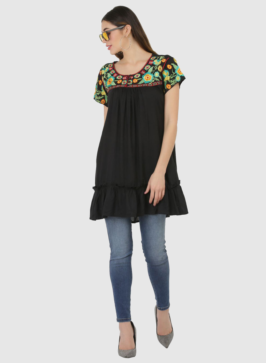 Women Top Black Regular Fit and Flare