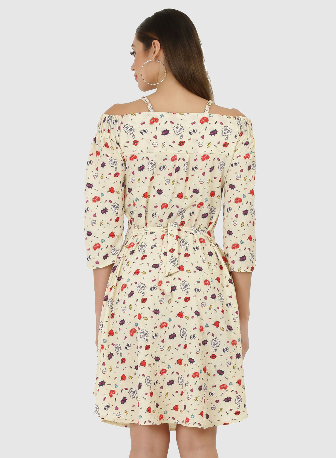 Women Dress Printed Fit and Flare 3/4 Sleeve