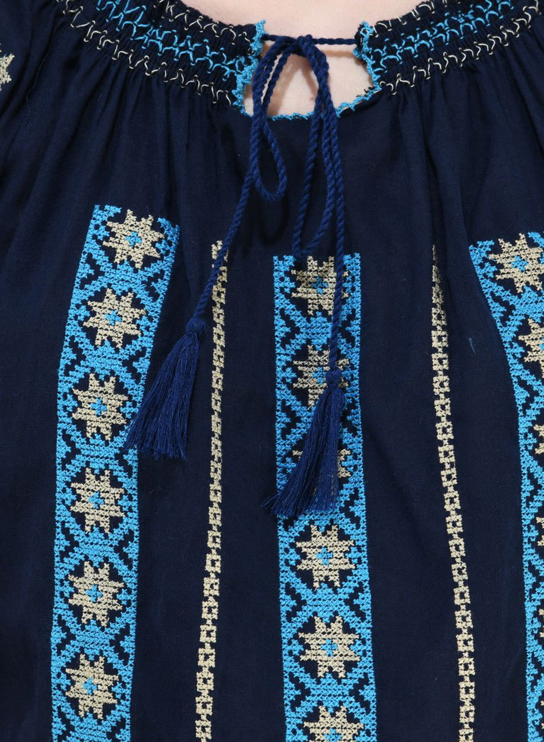 Women Top Blue Navy Blue Rayon Casual Regular Fit Half Sleeve