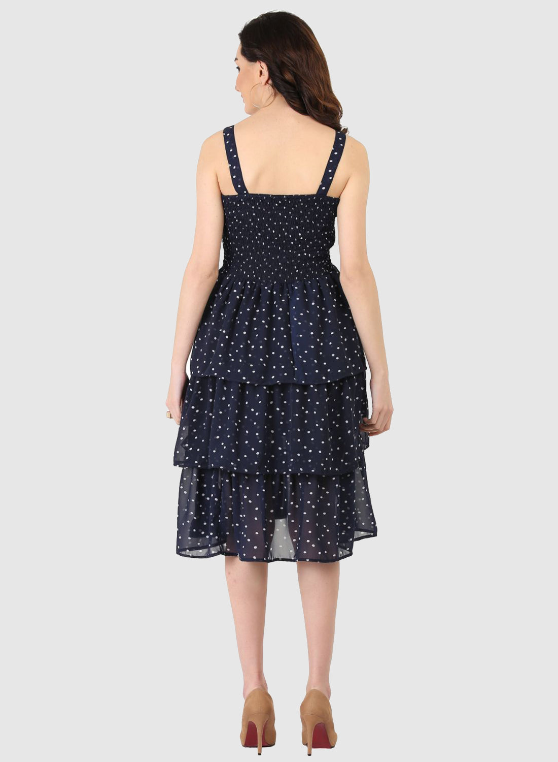 Women Dress Blue Polka Dot Print