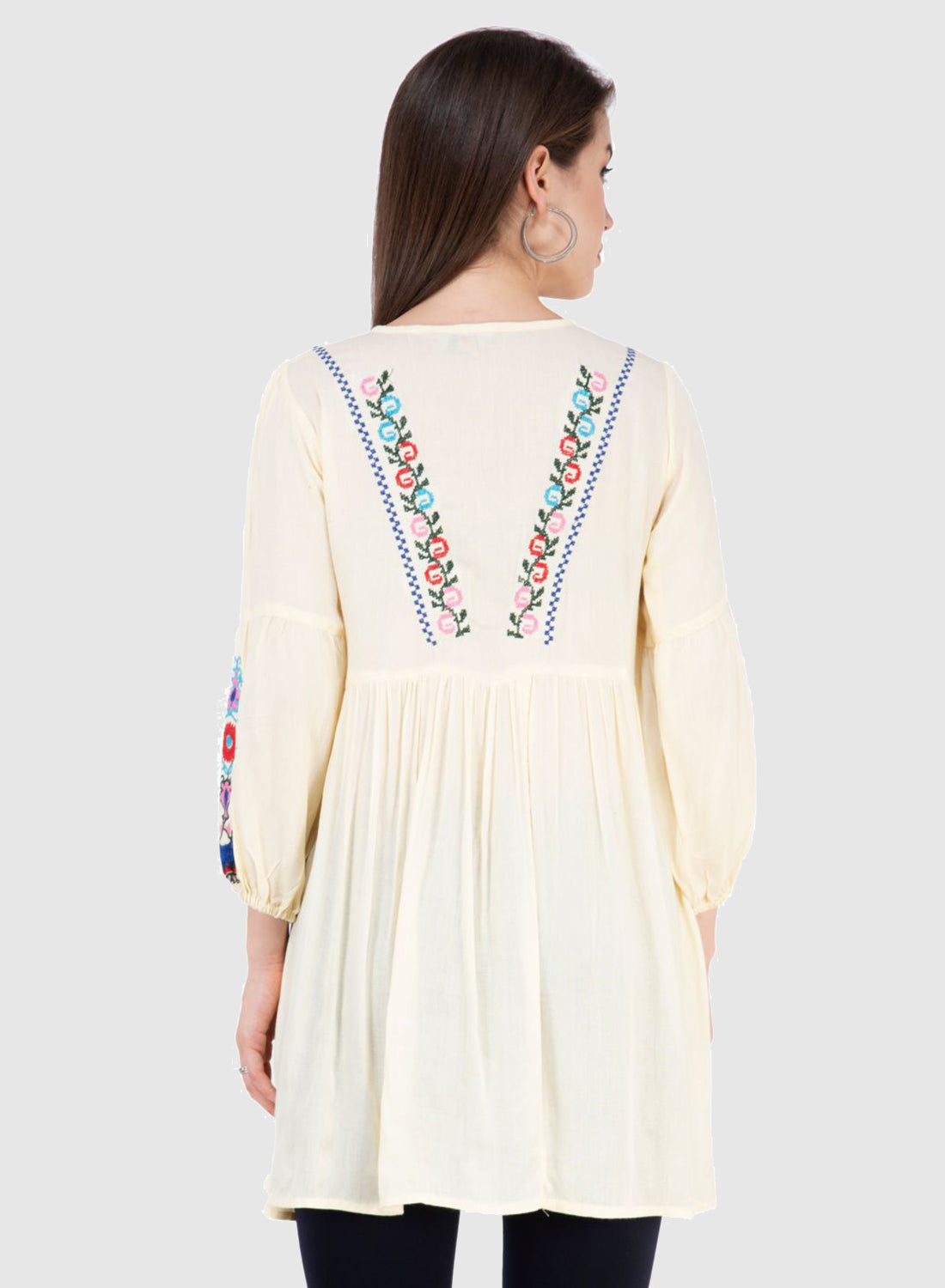 Women Top Lemon Yellow Rayon Tunic Casual Fit and Flare Puff Sleeve