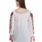 Casual Regular Sleeves Embroidered Women White Multicolor Top
