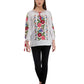 Casual Regular Sleeves Embroidered Women White Multicolor Top