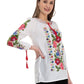 Casual Regular Sleeves Embroidered Women White Multicolor Top