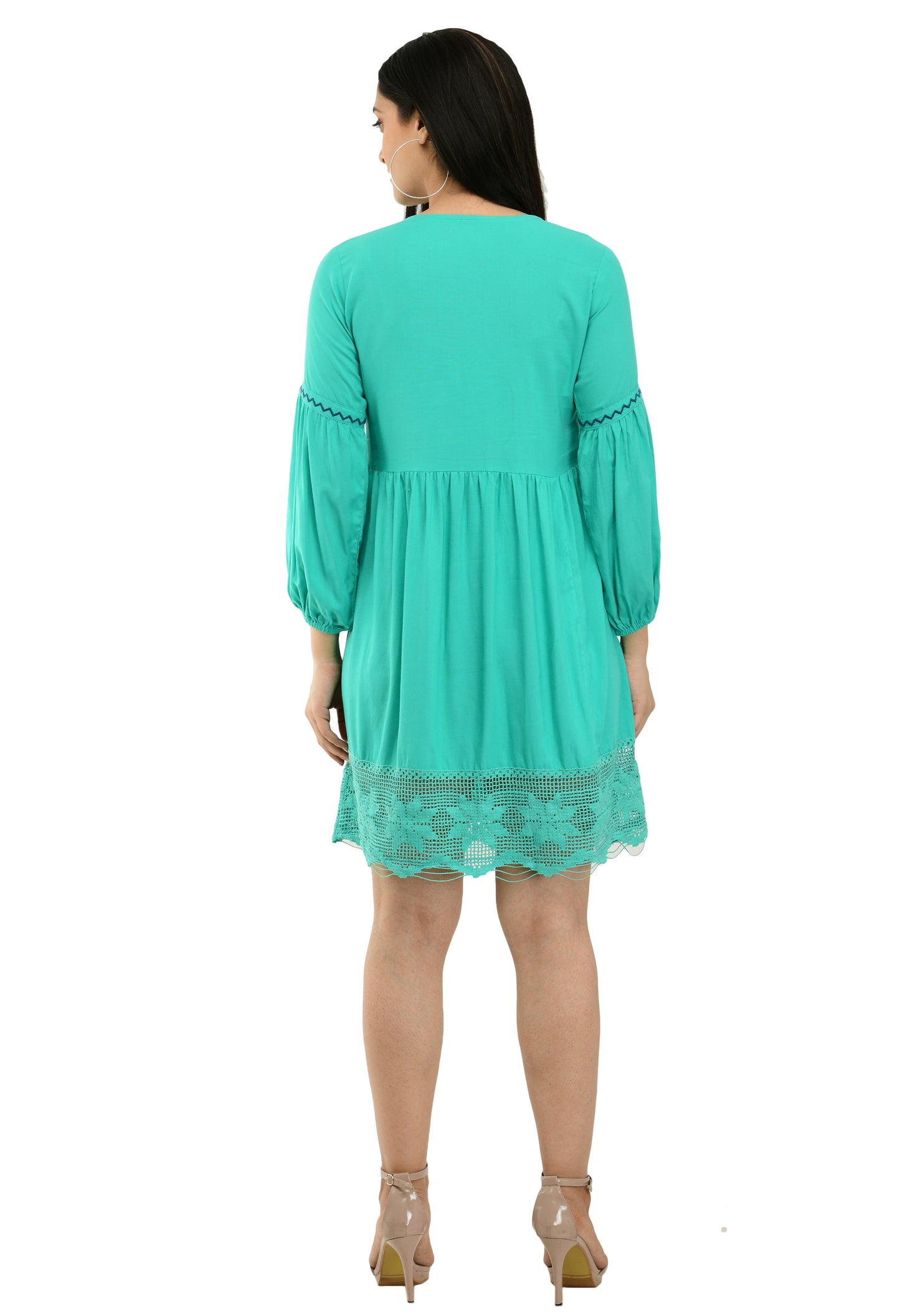 Casual Embroidered Women Green Top