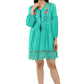 Casual Embroidered Women Green Top