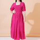 Women Square Neck Puff Sleeves Maxi Fit & Flare Dress