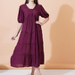 Women Round Neck A-Line Midi Dress