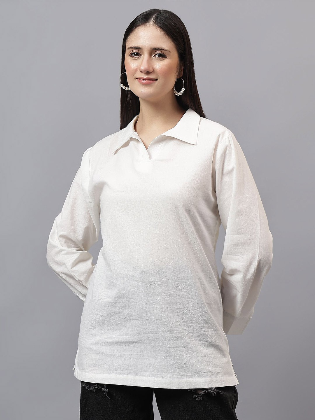 Cotton Shirt Shirt Collar Top