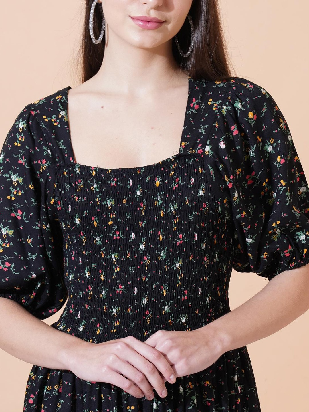 Women Floral Printed Fit and Flare Maxi Dress