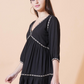 Women Embroidered Longline V-Neck Top