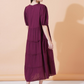 Women Round Neck A-Line Midi Dress