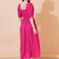 Women Square Neck Puff Sleeves Maxi Fit & Flare Dress