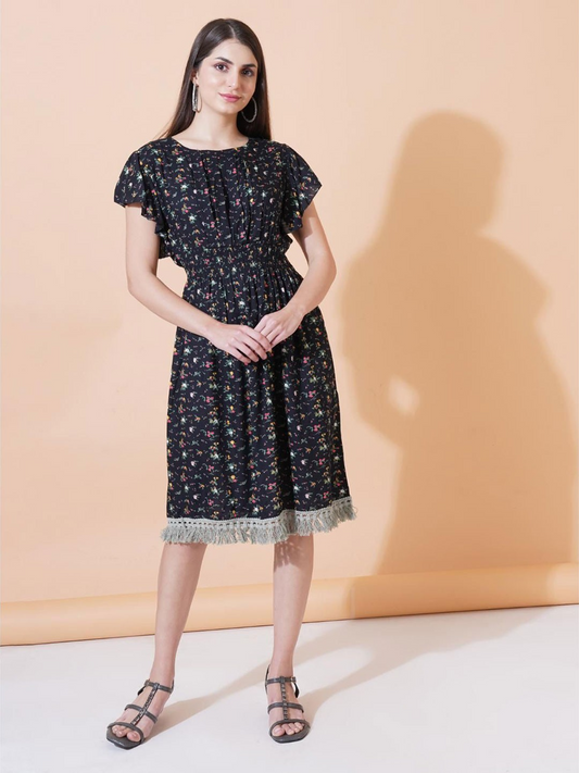 Women Pleated Fit and Flare Dress