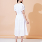 Women Self Design Cotton Fit and Flare Midi Dress