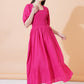Women Square Neck Puff Sleeves Maxi Fit & Flare Dress
