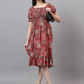 Girl's Tribal Printed Smoked Puff Sleeve Fit & Flare Midi Dress