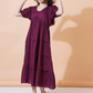 Women Round Neck A-Line Midi Dress