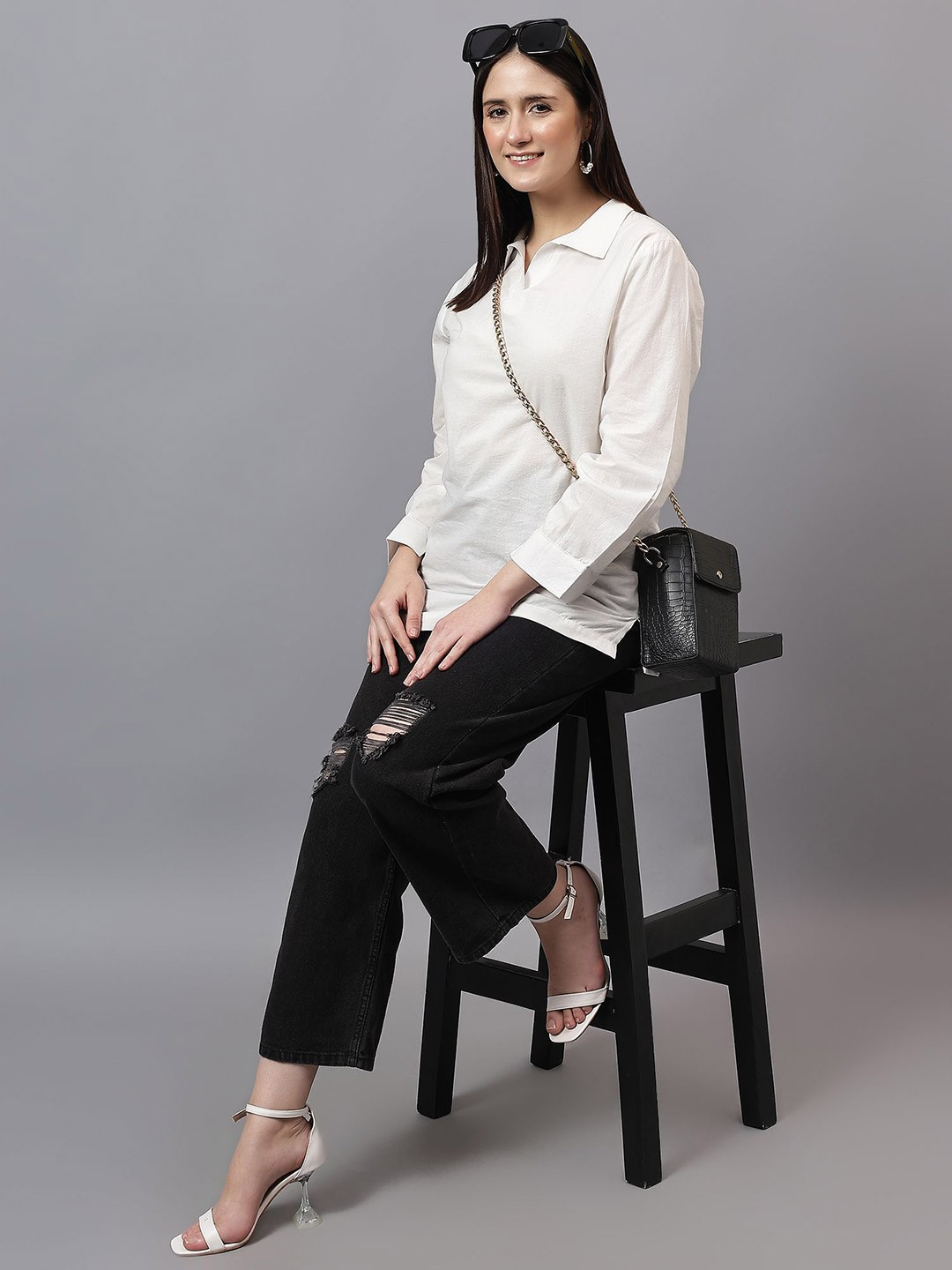 Cotton Shirt Shirt Collar Top