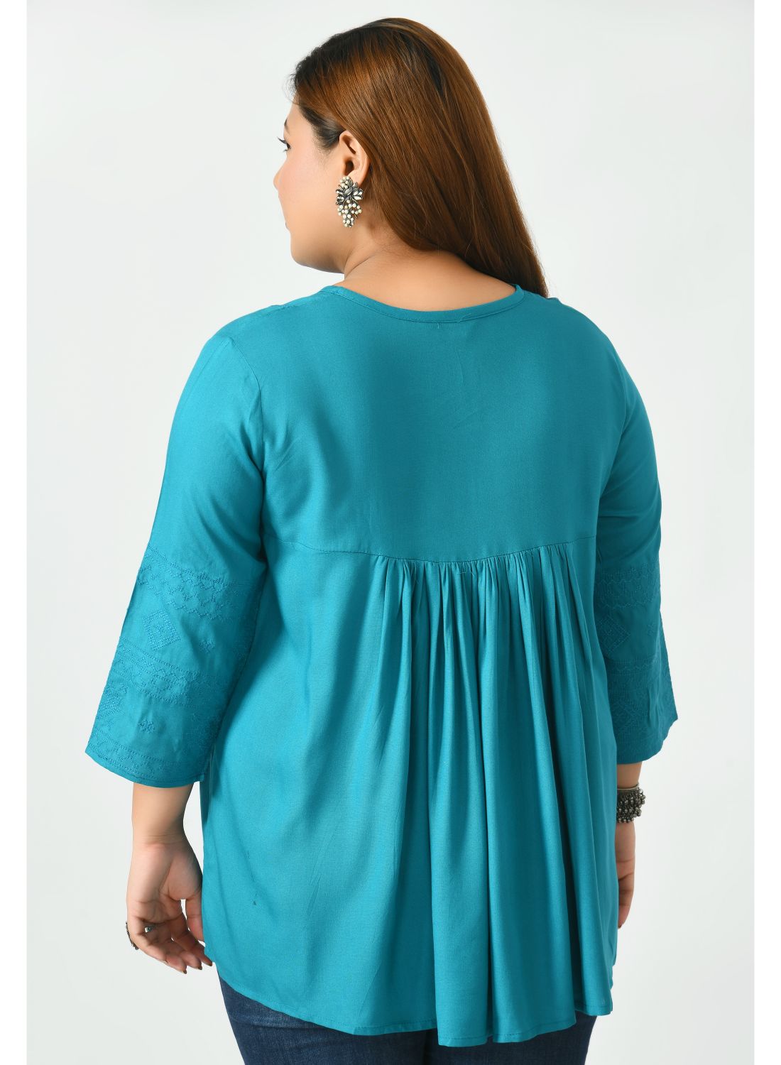 Teal Tie-Up Neck Top