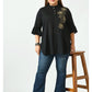 Black Mandarin Collar Top