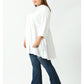 White Mandarin Collar Longline Top
