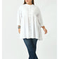 White Mandarin Collar Longline Top