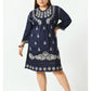 Navy Blue Ethnic Motifs Embroidered A-Line Dress Plus Size