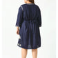 Navy Blue Ethnic Motifs Embroidered A-Line Dress Plus Size