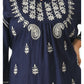 Navy Blue Ethnic Motifs Embroidered A-Line Dress Plus Size