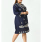 Navy Blue Ethnic Motifs Embroidered A-Line Dress Plus Size